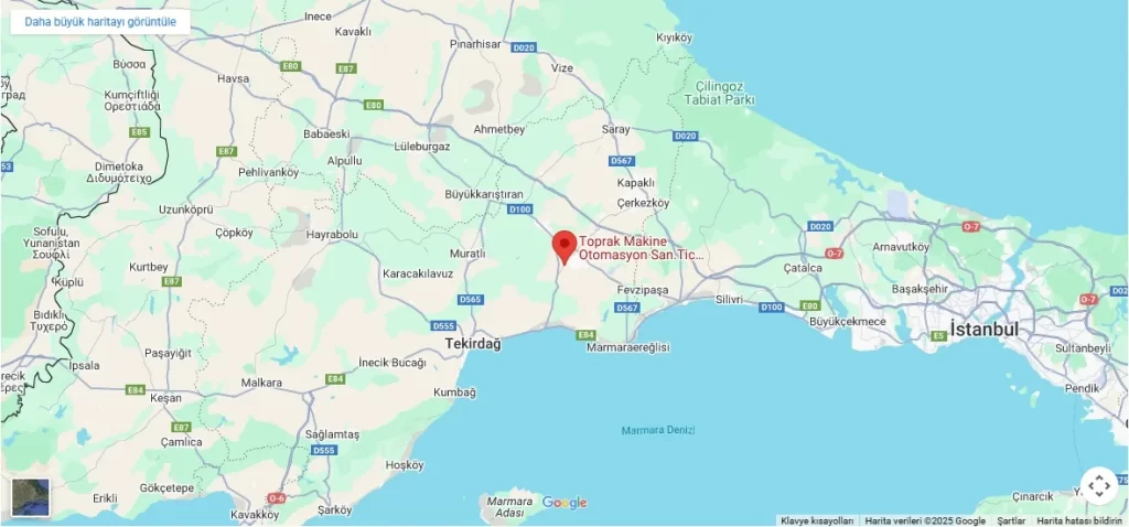 Toprak Makine Otomasyon CNC Router ve endüstriyel makine üretim tesisi harita konumu